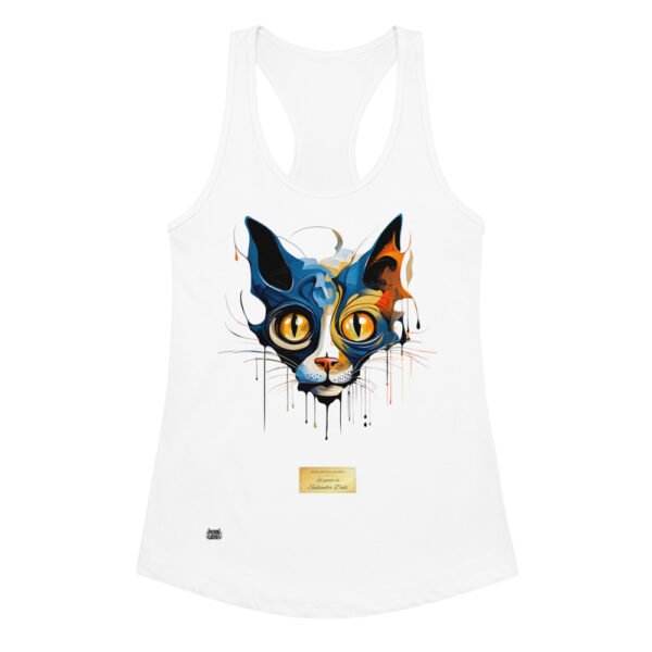 Camiseta de gatos para mujer EL GATO DE DALÍ en color blanco, vista plana