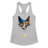 Camiseta de gatos para mujer EL GATO DE DALÍ en color gris jaspeado, vista plana