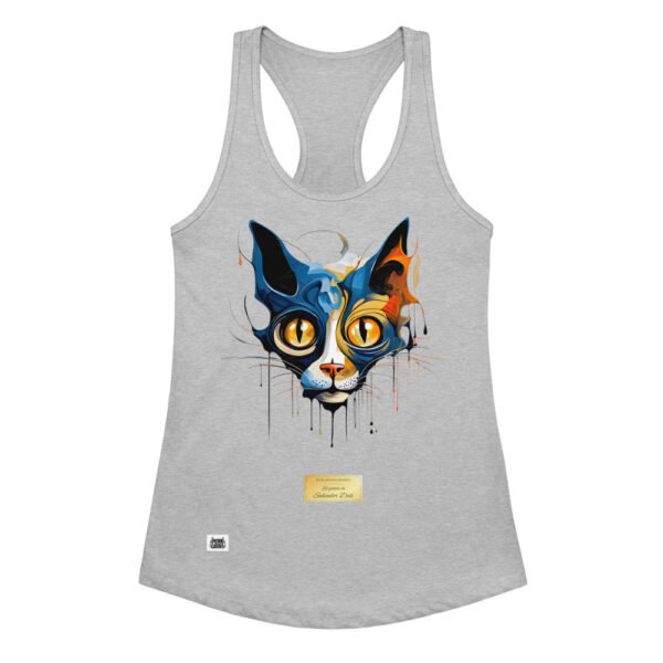 Camiseta de gatos para mujer EL GATO DE DALÍ en color gris jaspeado, vista plana