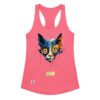 Camiseta de gatos para mujer EL GATO DE DALÍ en color rosa eléctrico, vista plana