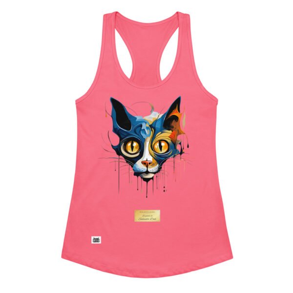 Camiseta de gatos para mujer EL GATO DE DALÍ en color rosa eléctrico, vista plana