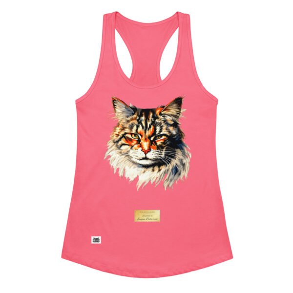 Camiseta de gatos para mujer EL GATO DE DELACROIX en color rosa eléctrico, vista plana
