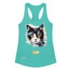 Camiseta de gatos para mujer EL GATO DE DEGAS en color azul tahití, vista plana