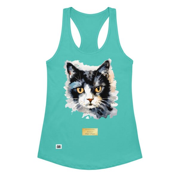 Camiseta de gatos para mujer EL GATO DE DEGAS en color azul tahití, vista plana