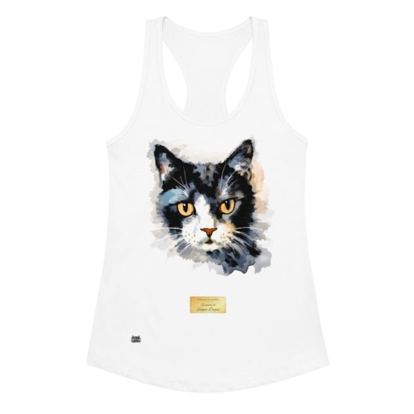 Camiseta de gatos para mujer EL GATO DE DEGAS en color blanco, vista plana