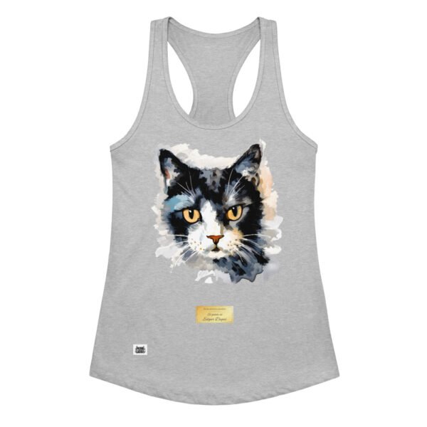 Camiseta de gatos para mujer EL GATO DE DEGAS en color gris jaspeado, vista plana