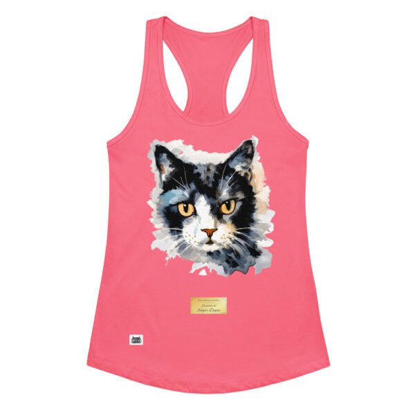 Camiseta de gatos para mujer EL GATO DE DEGAS en color rosa eléctrico, vista plana