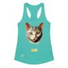 Camiseta de gatos para mujer EL GATO DE EL BOSCO en color azul tahití, vista plana