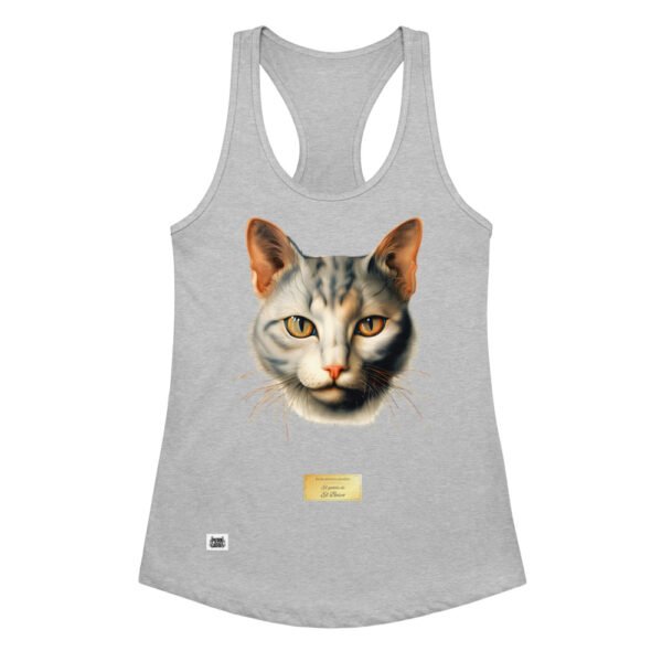 Camiseta de gatos para mujer EL GATO DE EL BOSCO en color gris jaspeado, vista plana