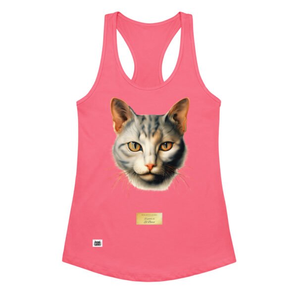 Camiseta de gatos para mujer EL GATO DE EL BOSCO en color rosa eléctrico, vista plana
