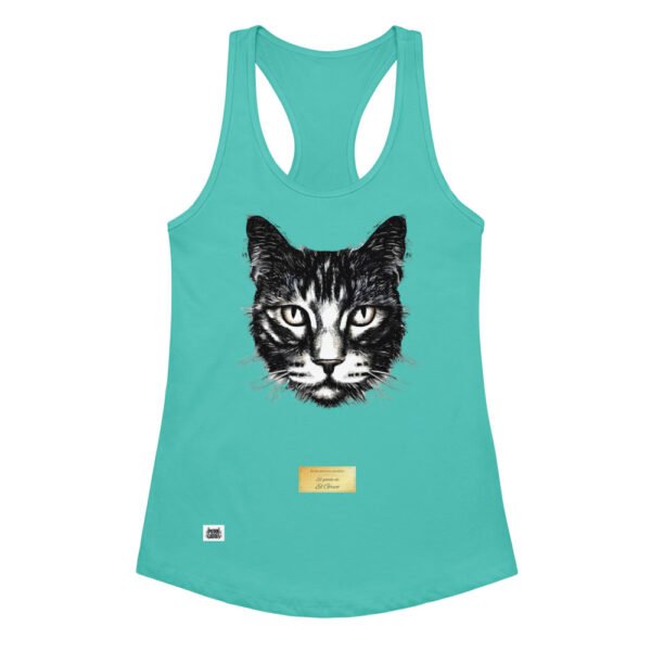 Camiseta de gatos para mujer EL GATO DE EL GRECO en color azul tahití, vista plana