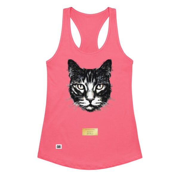 Camiseta de gatos para mujer EL GATO DE EL GRECO en color rosa eléctrico, vista plana