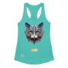 Camiseta de gatos para mujer EL GATO DE ESCHER en color azul tahití, vista plana