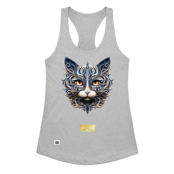 Camiseta de gatos para mujer EL GATO DE ESCHER en color gris jaspeado, vista plana