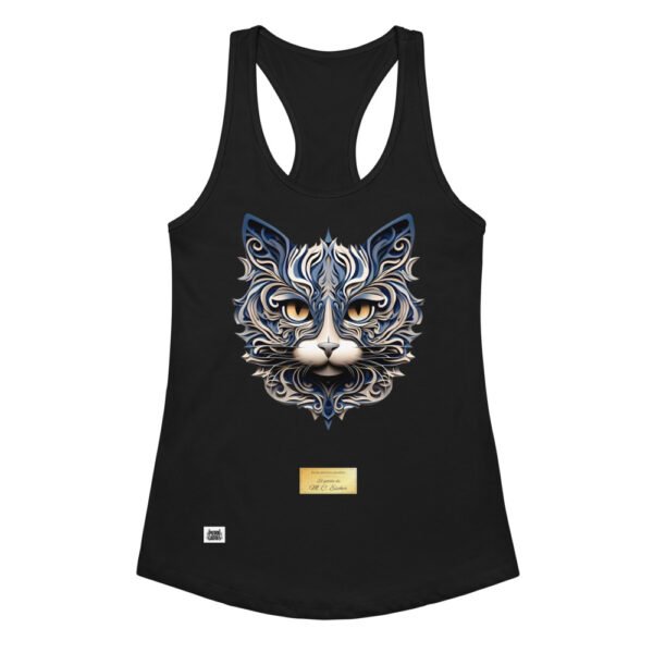 Camiseta de gatos para mujer EL GATO DE ESCHER en color negro, vista plana