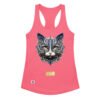Camiseta de gatos para mujer EL GATO DE ESCHER en color rosa eléctrico, vista plana