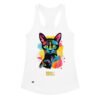 Camiseta de gatos para mujer EL GATO DE FRIDA KAHLO en color blanco, vista plana