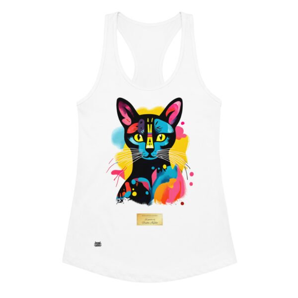 Camiseta de gatos para mujer EL GATO DE FRIDA KAHLO en color blanco, vista plana