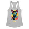 Camiseta de gatos para mujer EL GATO DE FRIDA KAHLO en color gris jaspeado, vista plana