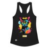 Camiseta de gatos para mujer EL GATO DE FRIDA KAHLO en color negro, vista plana