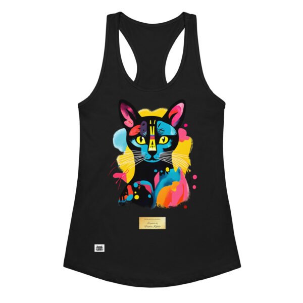 Camiseta de gatos para mujer EL GATO DE FRIDA KAHLO en color negro, vista plana