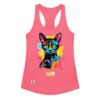 Camiseta de gatos para mujer EL GATO DE FRIDA KAHLO en color rosa eléctrico, vista plana