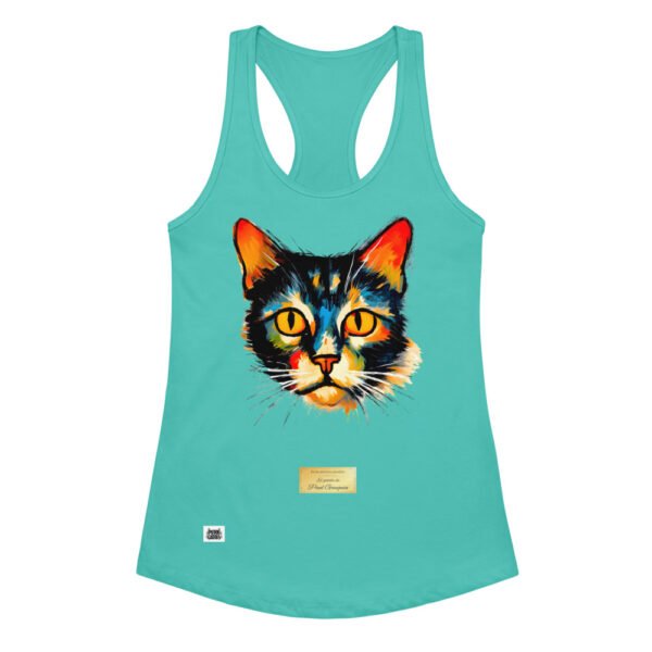 Camiseta de gatos para mujer EL GATO DE GAUGUIN en color azul tahití, vista plana