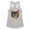 Camiseta de gatos para mujer EL GATO DE GAUGUIN en color gris jaspeado, vista plana