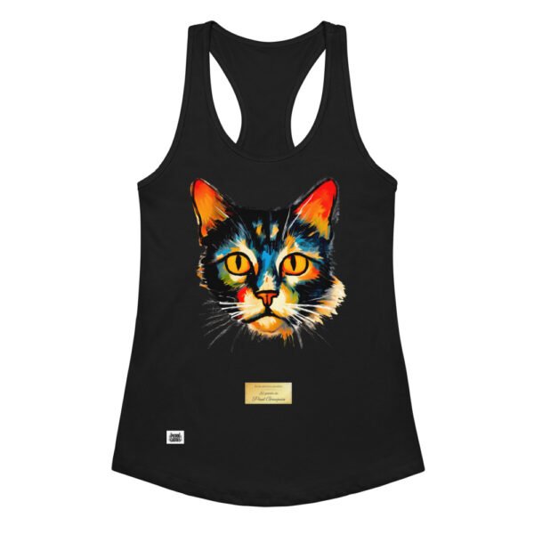 Camiseta de gatos para mujer EL GATO DE GAUGUIN en color negro, vista plana