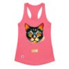Camiseta de gatos para mujer EL GATO DE GAUGUIN en color rosa eléctrico, vista plana