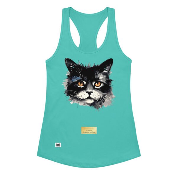 Camiseta de gatos para mujer EL GATO DE GOYA en color azul tahití, vista plana
