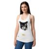 Camiseta de gatos para mujer EL GATO DE GOYA en color blanco, sobre modelo