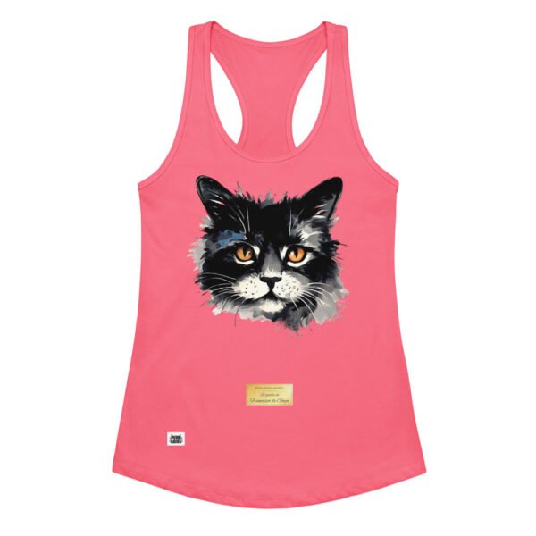 Camiseta de gatos para mujer EL GATO DE GOYA en color rosa eléctrico, vista plana