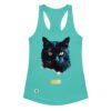Camiseta de gatos para mujer EL GATO DE HOPPER en color azul tahití, vista plana