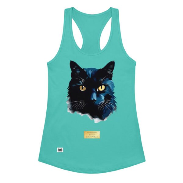 Camiseta de gatos para mujer EL GATO DE HOPPER en color azul tahití, vista plana