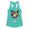 Camiseta de gatos para mujer EL GATO DE JACKSON POLLOCK en color azul tahití, vista plana