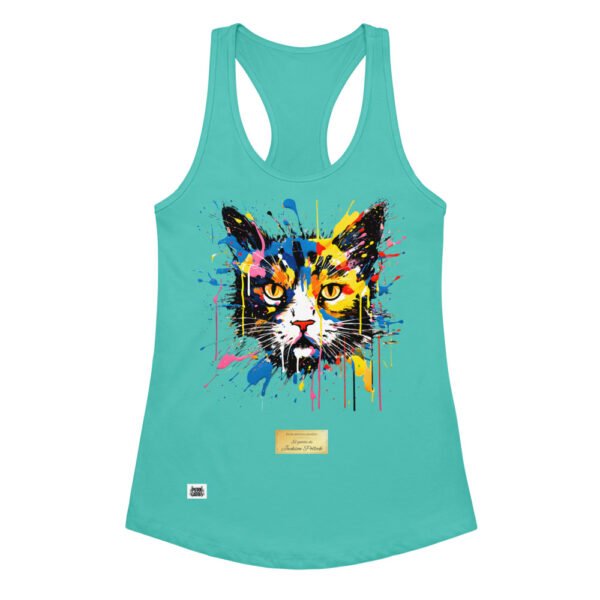 Camiseta de gatos para mujer EL GATO DE JACKSON POLLOCK en color azul tahití, vista plana