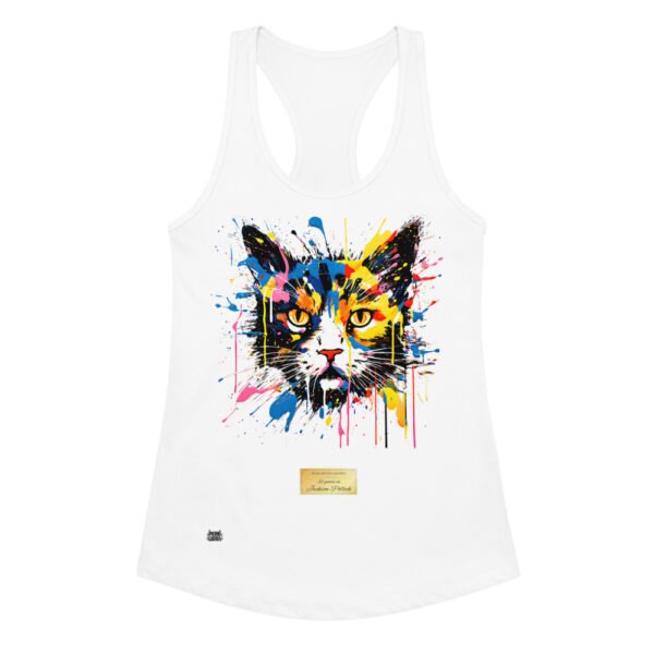 Camiseta de gatos para mujer EL GATO DE JACKSON POLLOCK en color blanco, vista plana