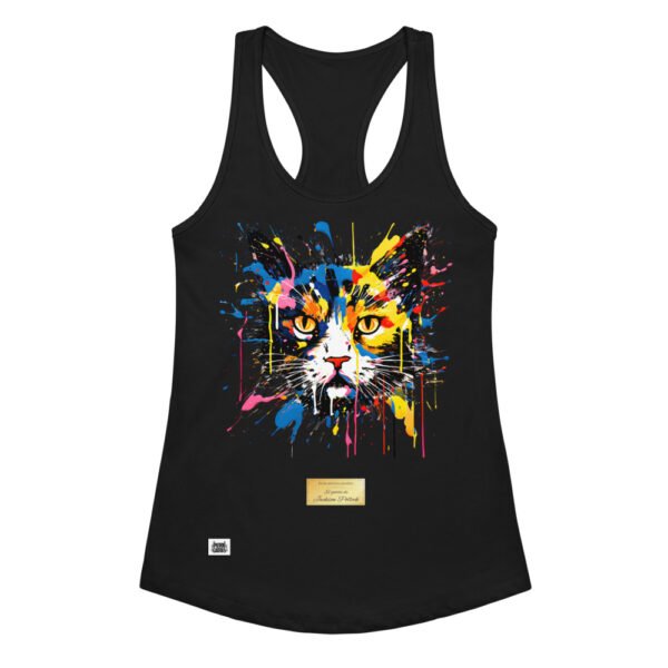 Camiseta de gatos para mujer EL GATO DE JACKSON POLLOCK en color negro, vista plana
