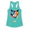 Camiseta de gatos para mujer EL GATO DE KANDINSKI en color azul tahití, vista plana