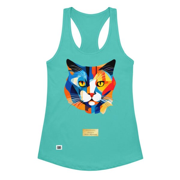 Camiseta de gatos para mujer EL GATO DE KANDINSKI en color azul tahití, vista plana