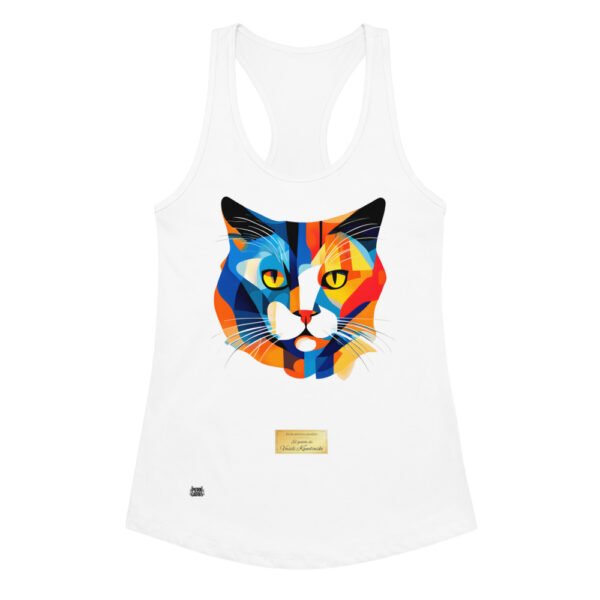 Camiseta de gatos para mujer EL GATO DE KANDINSKI en color blanco, vista plana