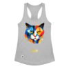 Camiseta de gatos para mujer EL GATO DE KANDINSKI en color gris jaspeado, vista plana