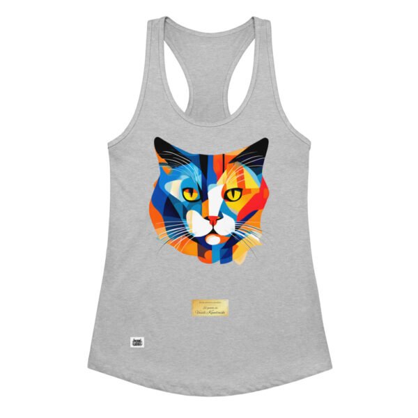 Camiseta de gatos para mujer EL GATO DE KANDINSKI en color gris jaspeado, vista plana