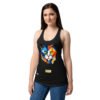 Camiseta de gatos para mujer EL GATO DE KANDINSKI en color negro, sobre modelo