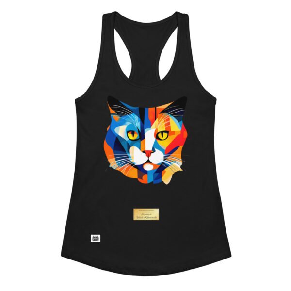 Camiseta de gatos para mujer EL GATO DE KANDINSKI en color negro, vista plana