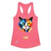 Camiseta de gatos para mujer EL GATO DE KANDINSKI en color rosa eléctrico, vista plana