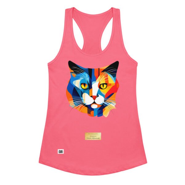 Camiseta de gatos para mujer EL GATO DE KANDINSKI en color rosa eléctrico, vista plana