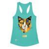 Camiseta de gatos para mujer EL GATO DE KLIMT en color azul tahití, vista plana