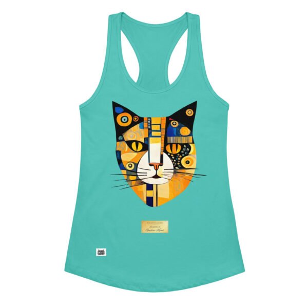 Camiseta de gatos para mujer EL GATO DE KLIMT en color azul tahití, vista plana